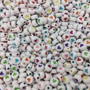 Margele cu inimi multicolore plate pentru bratari handmade