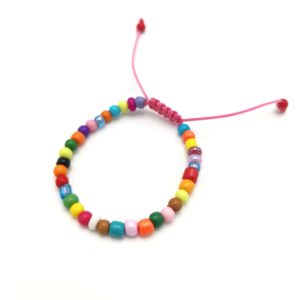 Bratara multicolora pentru copii cu snur roz