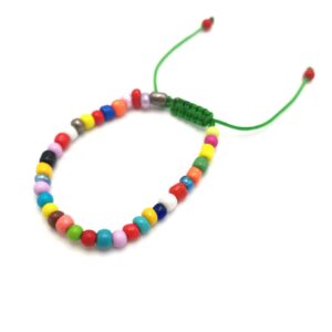 Bratara multicolora pentru copii cu snur verde