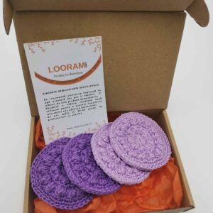 Set 4 dischete demachiante reutilizabile crosetate manual din bumbac pe comanda