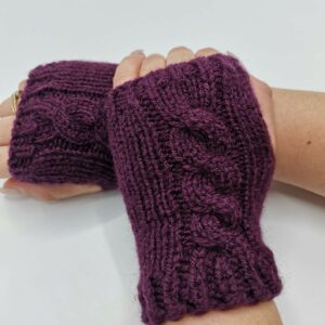 Mănuși mov pruna tricotate manual - fara degete