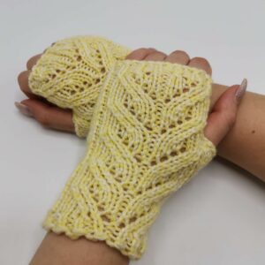 Mănuși galben deschis tricotate manual - fara degete