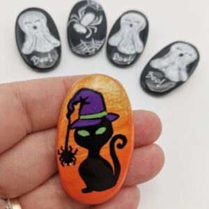 Brosa Pisica de Halloween - portelan artizanal - handmade