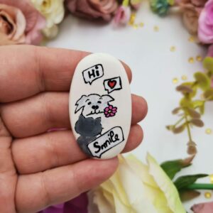 Brosa martisor handmade Catel si Pisica- lucrat manual portelan artizanal