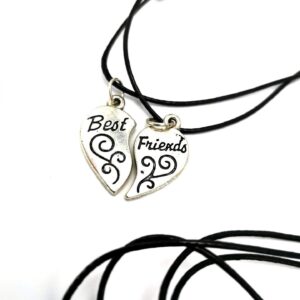 Set coliere Best Friends Argintii jumatati de inima
