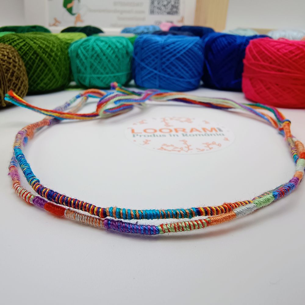 Set 2 brățari din ață colorată subțire multicoloră SET 5 – pe comandă