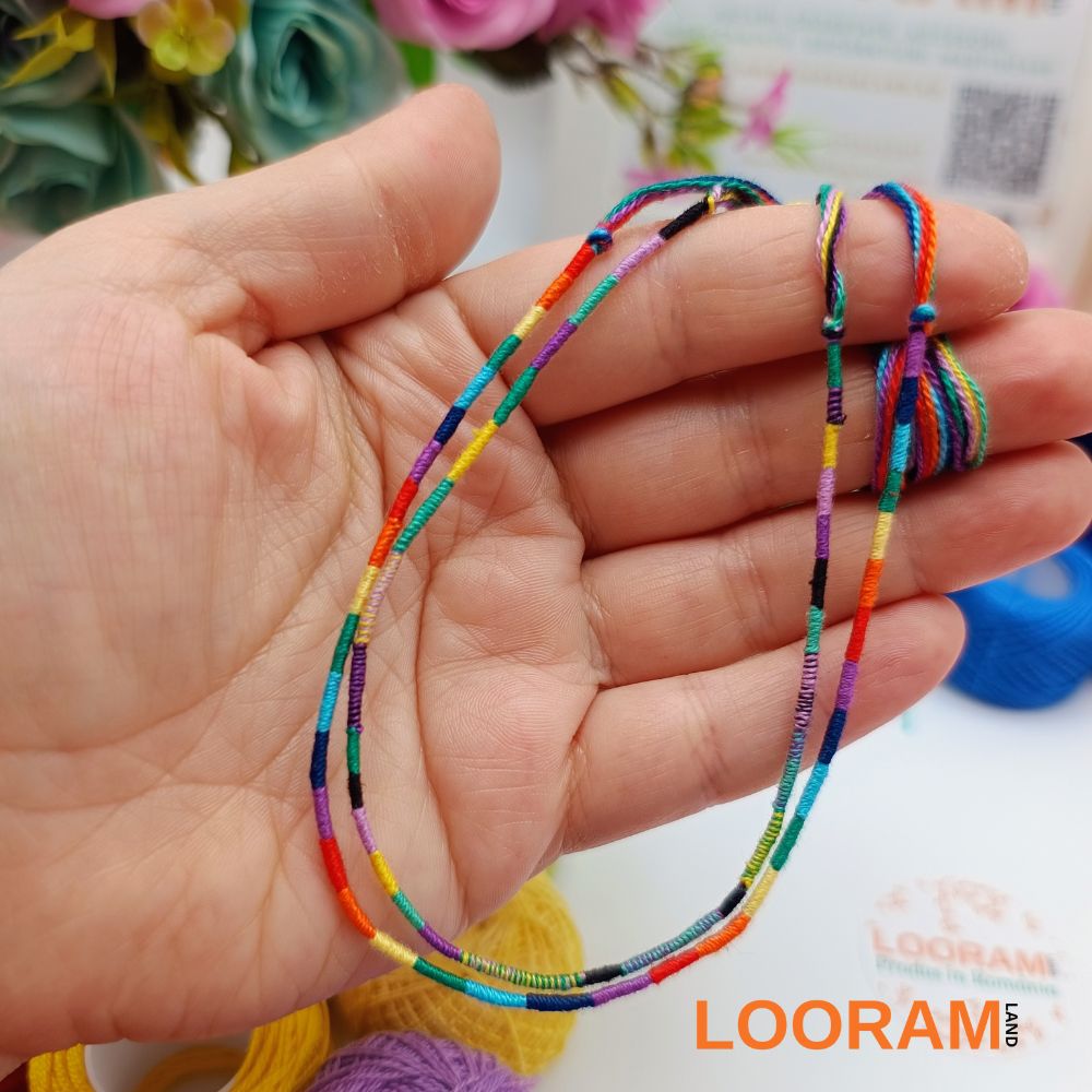 Set 2 brățari din ață colorată subțire multicoloră SET 6 – pe comandă