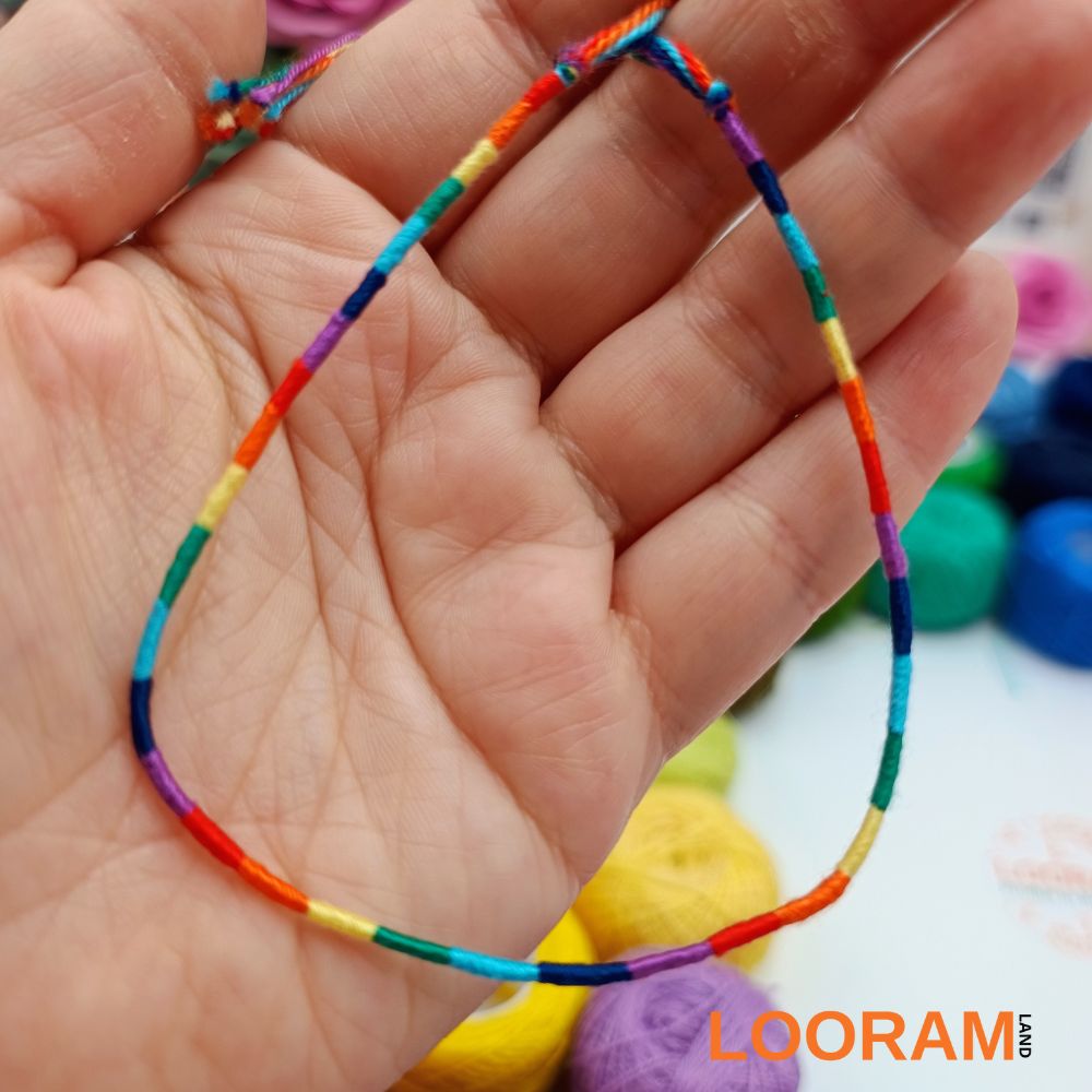 Brățară din ață colorată subțire multicoloră model 10 – pe comandă