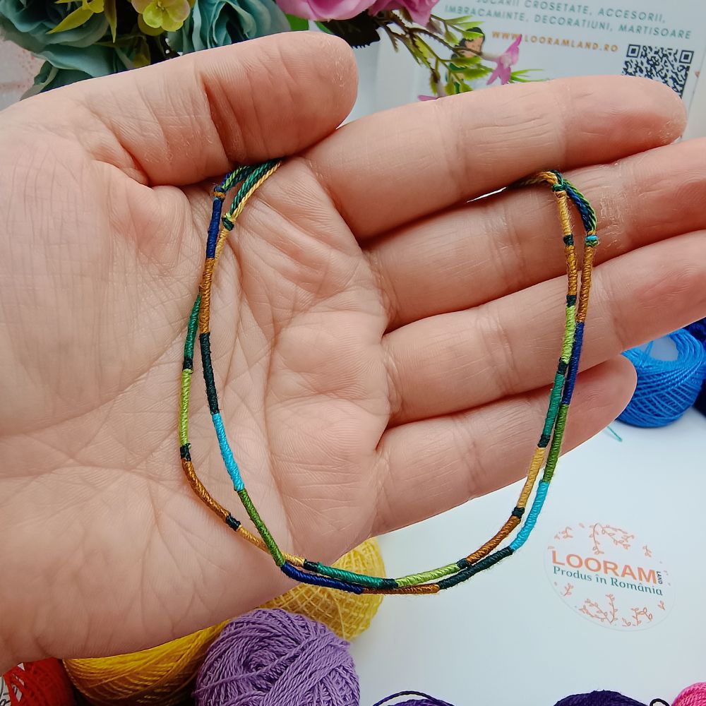 Set 2 brățari din ață colorată subțire multicoloră SET 8 – pe comandă