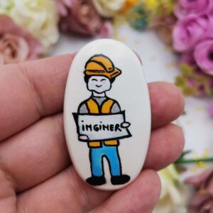 Brosa martisor handmade INGINER - lucrata manual portelan artizanal