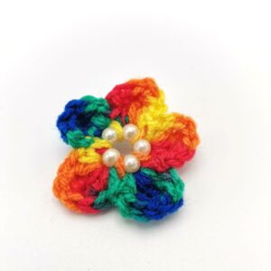 Brosa handmade floare crosetata multicolora 2 - martisor