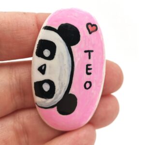 Brosa PANDA – NUME – brosa personalizata martisor handmade