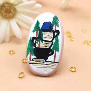 Brosa martisor cu cortul pe munte - martisor handmade