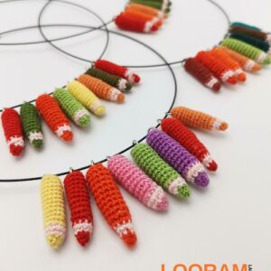 Colier handmade creioane croșetate - pe comandă