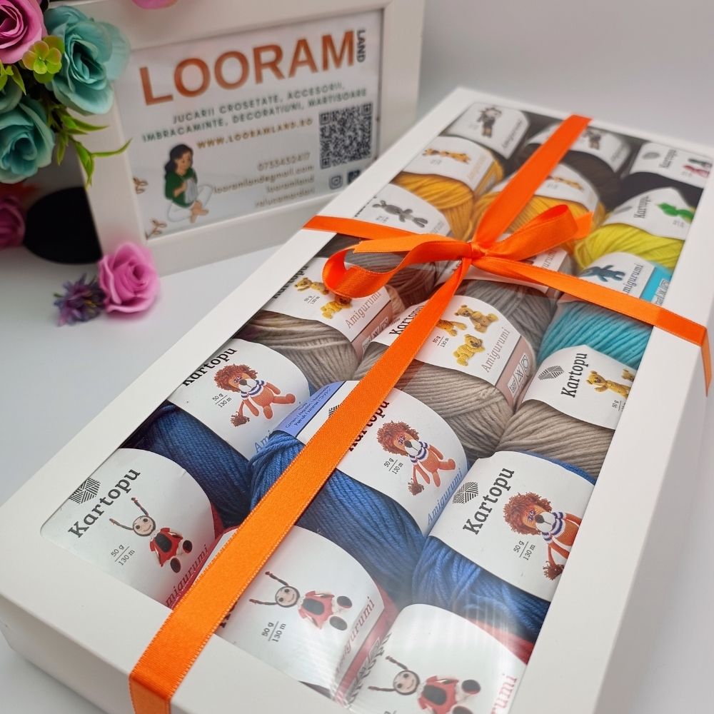 Cutie cadou Kartopu Amigurumi fir 51% acrilic, 49% bumbac mix 9 culori pentru croșetat jucării