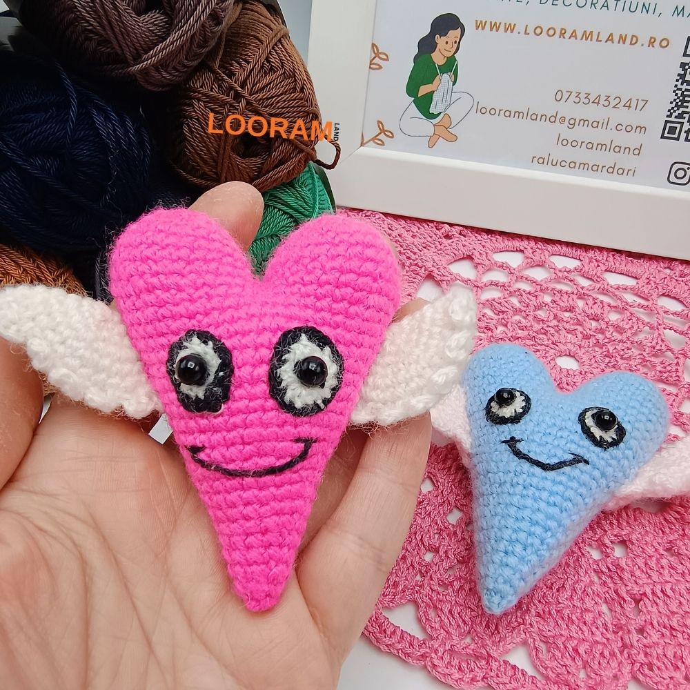 Inimi cu aripi jucării croșetate set cadou