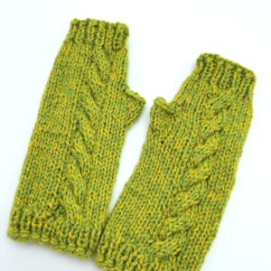 Mănuși galben-verzi tricotate manual - fara degete