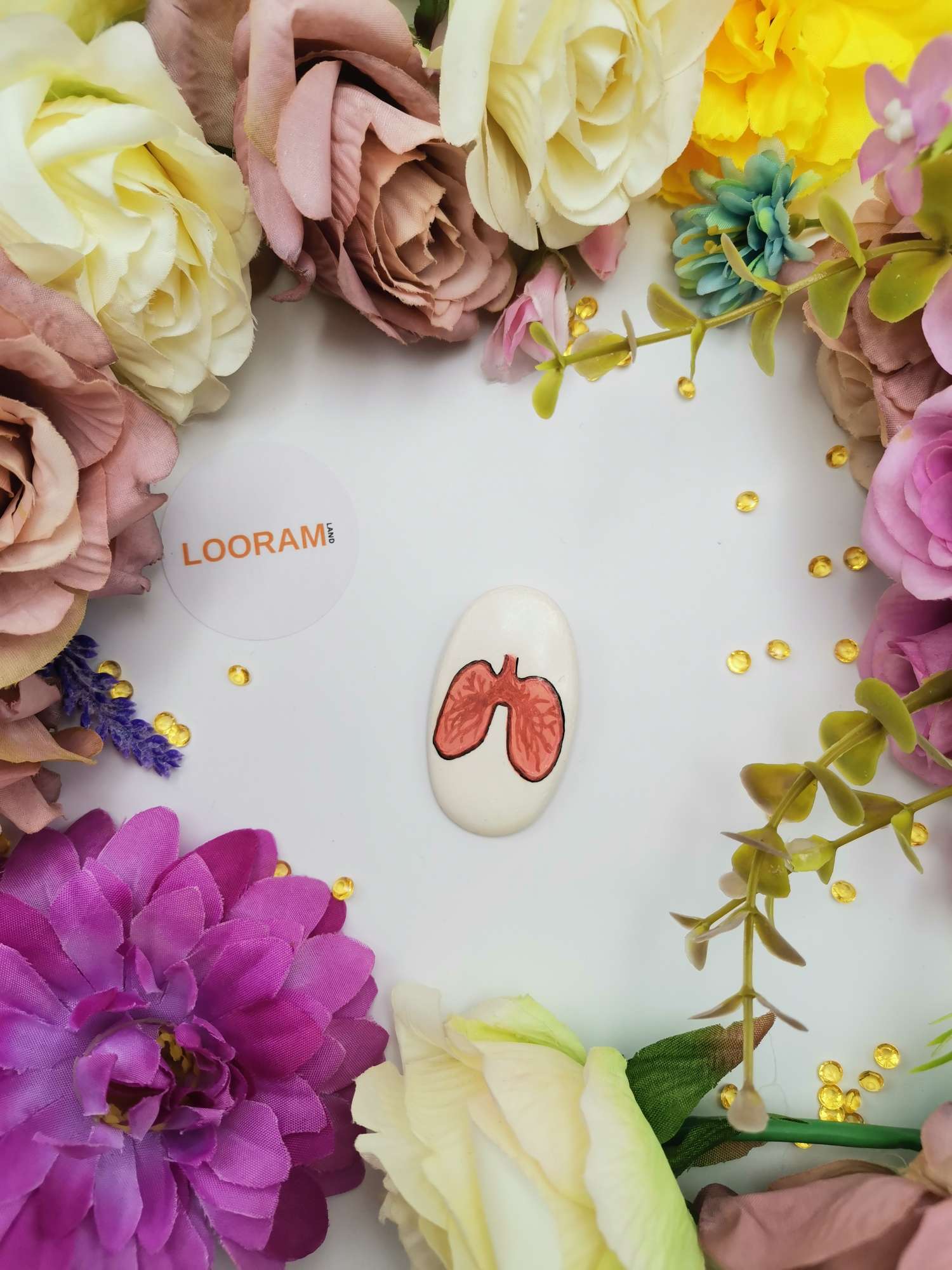 mărțișor plămâni din porțelan artizanal