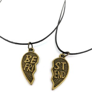 Set coliere Best Friends Bronz jumatati de inima
