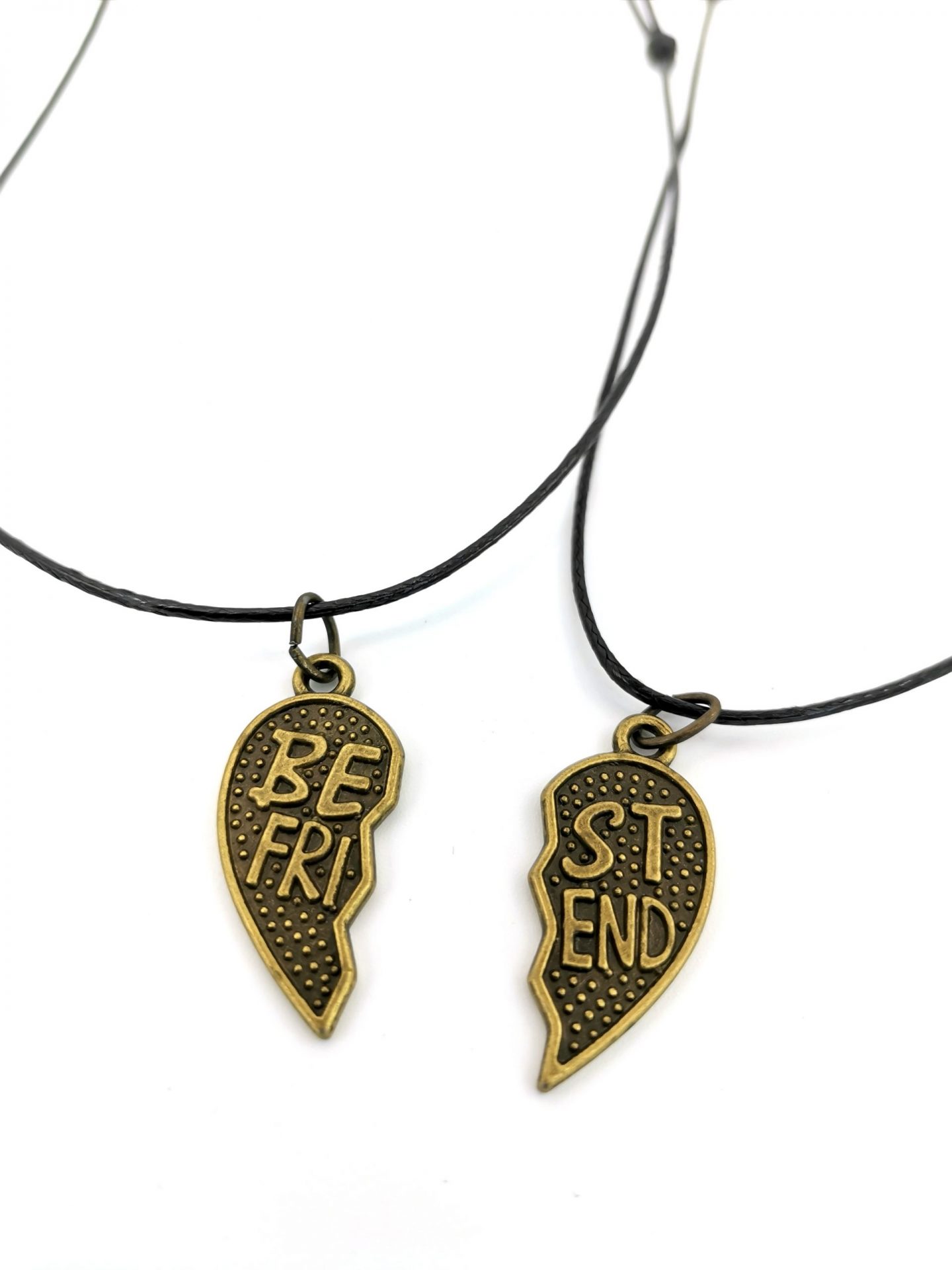 Set coliere Best Friends Bronz jumatati de inima