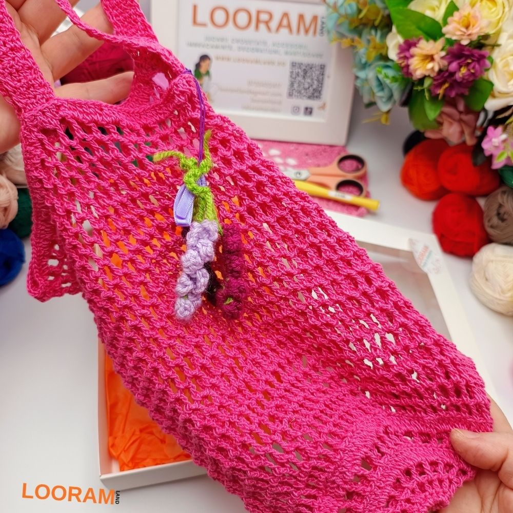 Traista bunicii sacoșă roz croșetată manual