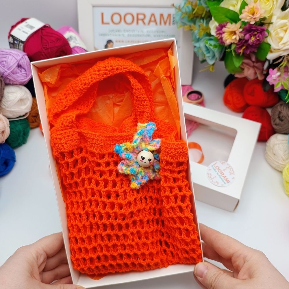 traista bunicii crosetata manual portocalie (2)