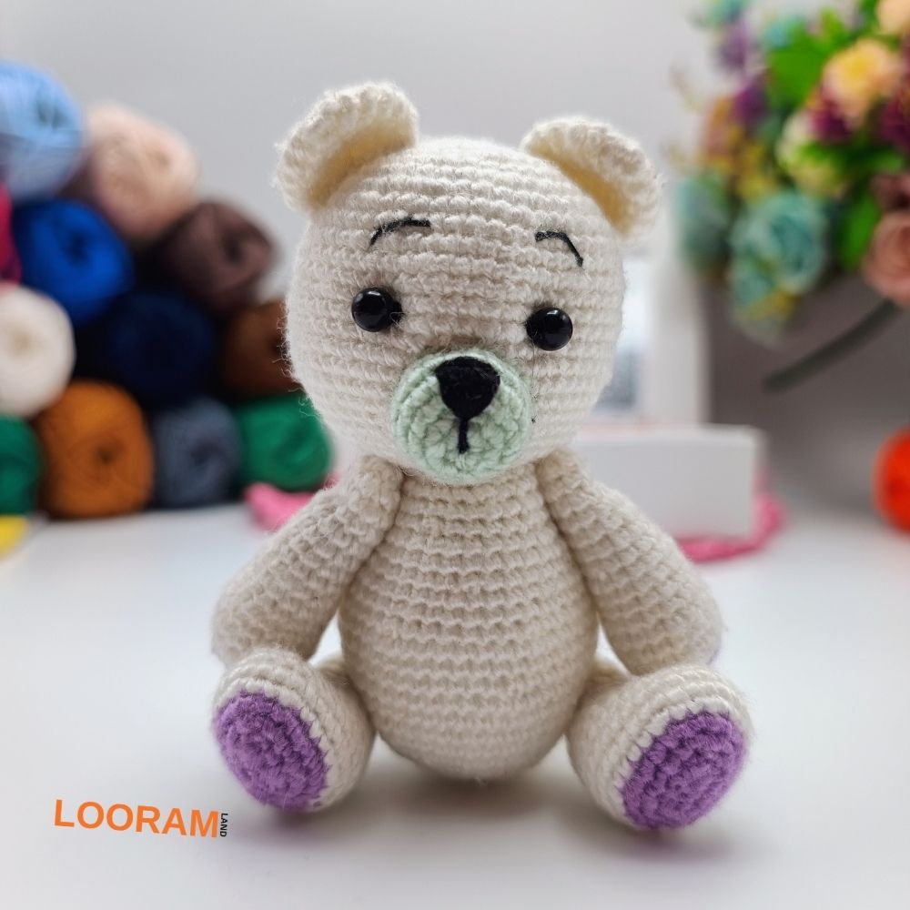 Ursuleț croșetat jucărie decorativă albă