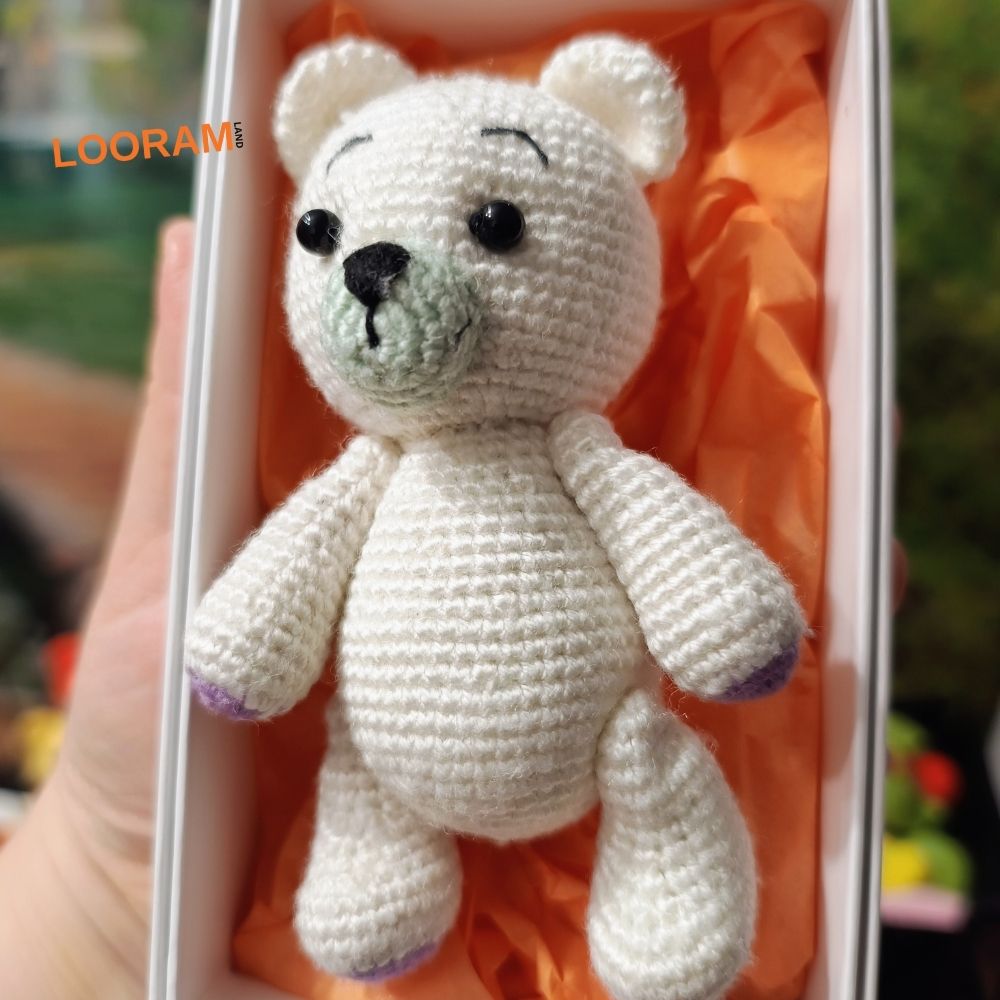 ursulet crosetat manual jucarie mica alba (4)