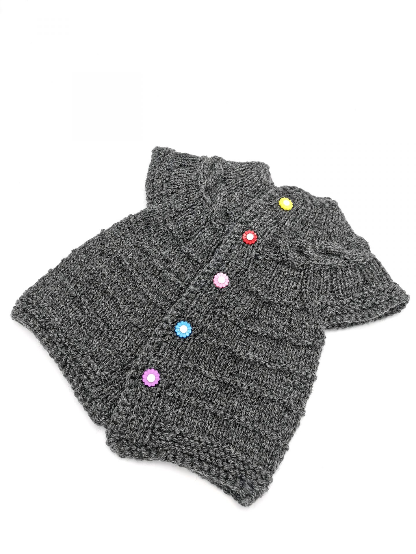 Vesta tricotata manual gri HANDMADE 1-2 ani