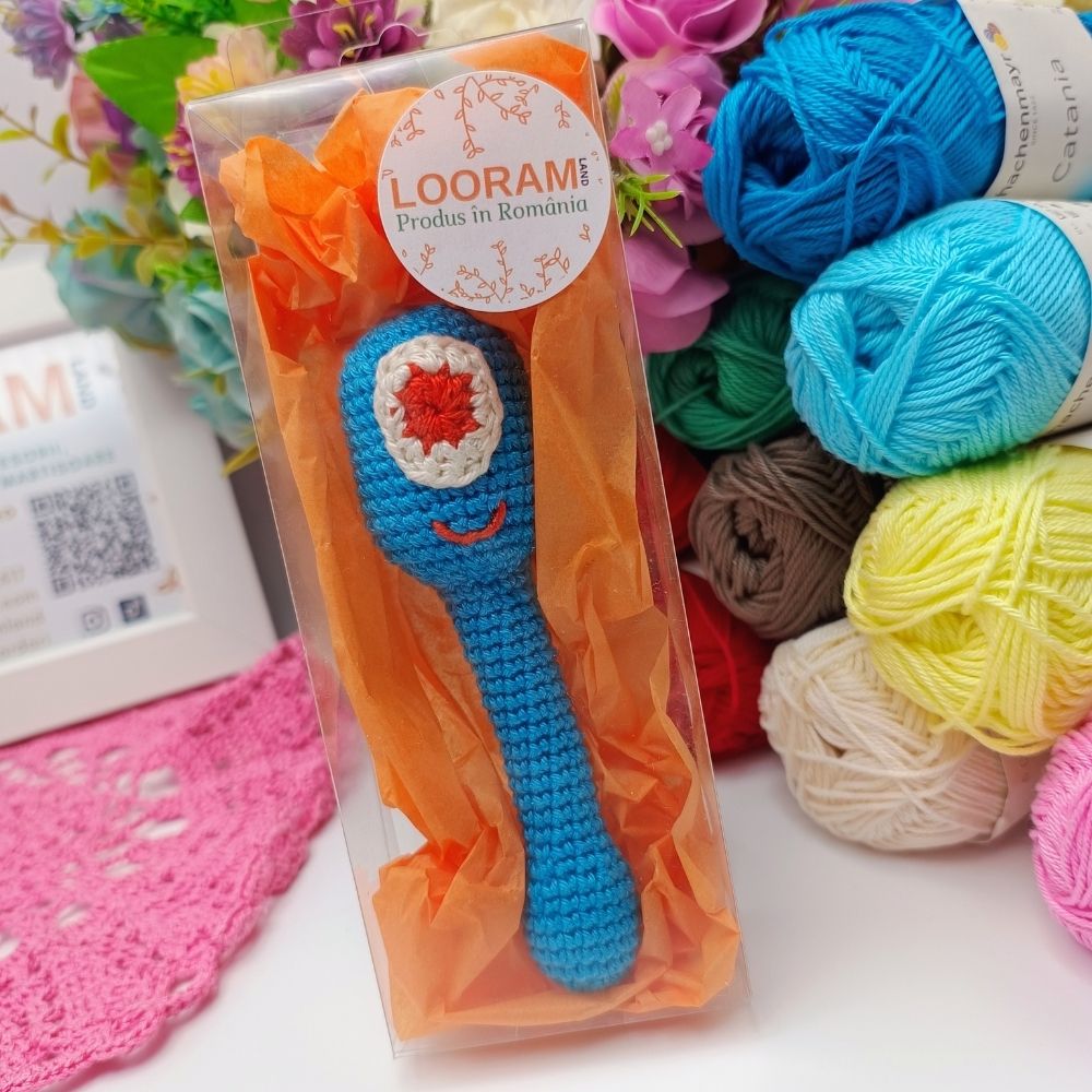 zornaitoare crosetata manual jucarie bebe bleo (3)